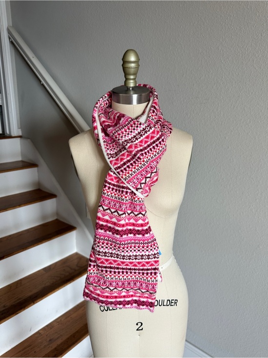 Draper James Accessories - Draper James Fair isle Skinny Scarf Pink Burgundy Cream  80”x7”